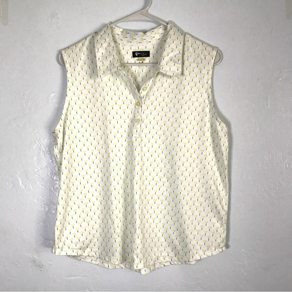 GREG NORMAN Play Dry Tennis Golf Top Sleeveless womens White Green Size XL